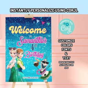 Corjl  Fever summer Pool Party digital Sign Poster birthda INSTANT EDITABLE TEMPLATE