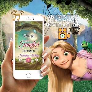 Tangled Rapunzel Princess Digital Birthday Invitation English or Spanish
