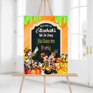 Corjl Not So Spooky Mickey Friends Party Halloween Welcome Sign Poster Costume Birthday digital birthday INSTANT EDITABLE TEMPLATE