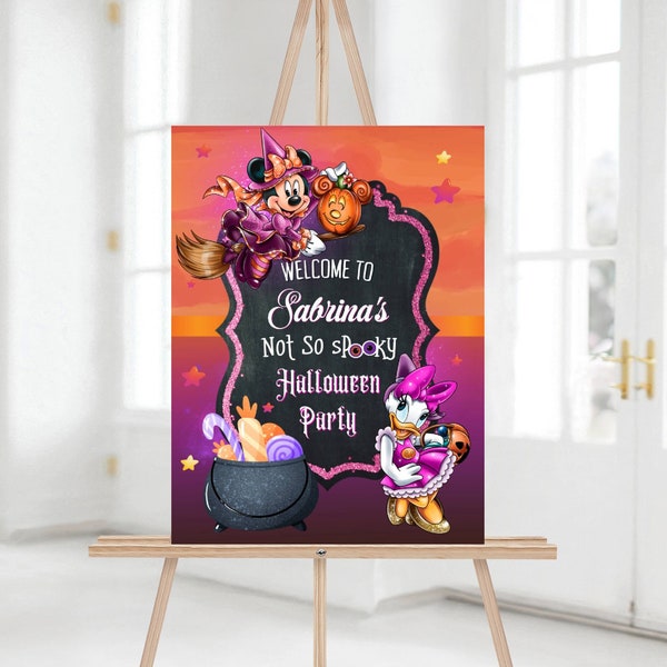 Corjl Not So Spooky Minnie Daisy Party Halloween Welcome Sign Poster Costume Birthday digital birthday invitation INSTANT EDITABLE TEMPLATE
