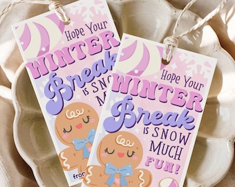 Winter Break Gift Tags, Snowman Printable (Editable in Canva)