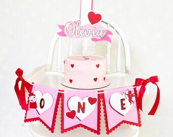 Valentine First Birthday High Chair Banner: Love One, Sweet One