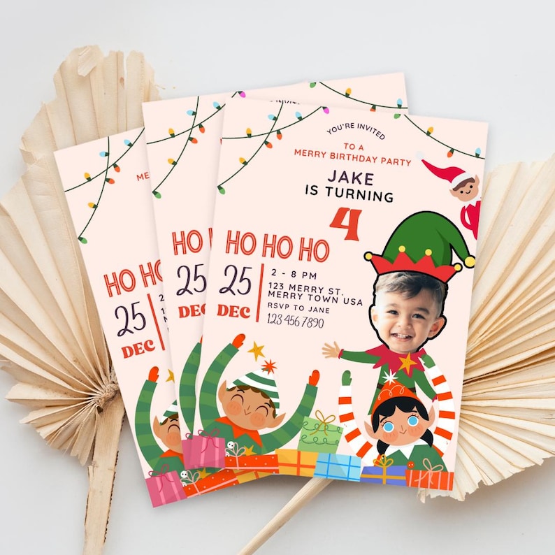 Custom Elf Birthday Invitation, Photo Party (digital PDF 5x7) - Etsy