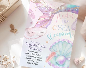 Mermaid Sleepover Invitation – Under the Sea Birthday Party (Printable)