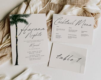 Havana Nights Bundle Birthday Invitation – Tropical Cuban Theme (Instant Download)