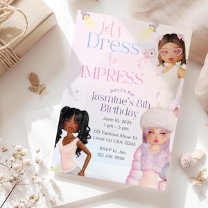 Dress To Impress Roblox Inspired Invitation – Instant Edit 5x7 Printable Fashion Gamer Girl Invite for Birthday Parties