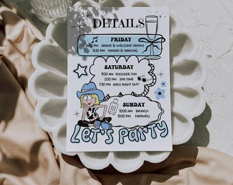 Lizzie McGuire Bachelorette Party Itinerary | Retro 2000s Template (Digital Download)