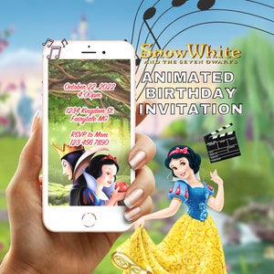 Snow White Animated Video Birthday Invitation