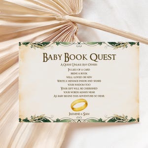 One Baby to Rule Them All Shower Book Quest Request | Fellowship of the Shire-Inspired 5x7 Fantasy Birthday Invitation | Instant Download