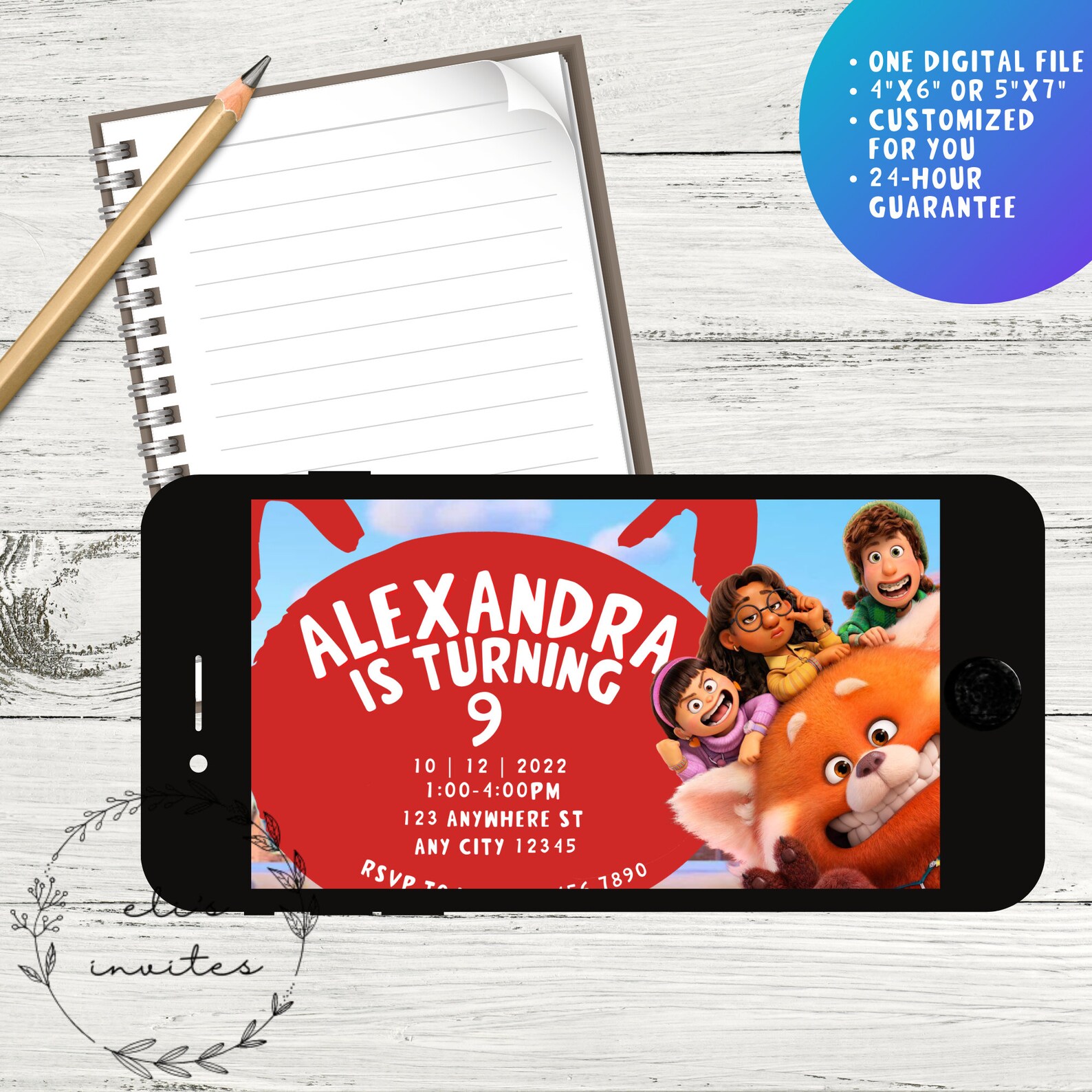 Turning Red Digital Birthday Invitation Etsy New Zealand