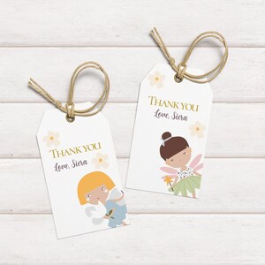 Fairy Thank you gift tags birthday invitation Instant editable template