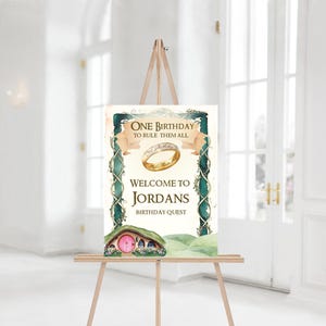 Willkommensschild 18x24 One Birthday to Rule Them All | Von Shire inspirierter Fantasy-Geburtstag | Sofortiger Download Canva Vorlage