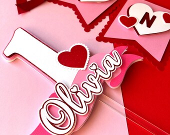 Valentine's Day High Chair Banner, First Birthday Decor