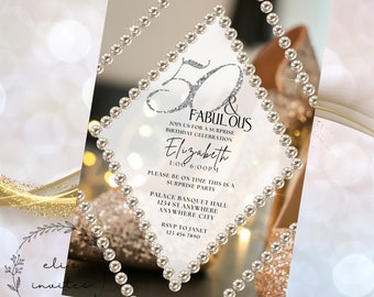 50th Fifty & Fabulous digital birthday invitation 50 and Fabulous 50 and Fab