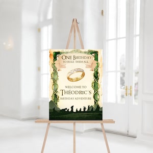 Willkommensschild 18x24 One Birthday to Rule Them All | Von Shire inspirierter Fantasy-Geburtstag | Sofortiger Download Canva Vorlage