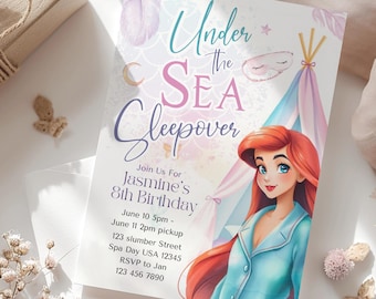 Mermaid Sleepover Invitation – Under the Sea Birthday Party (5x7 Printable)