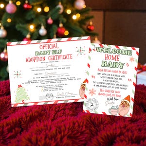 Welcome Baby Elf Note and Baby Adoption Certificate