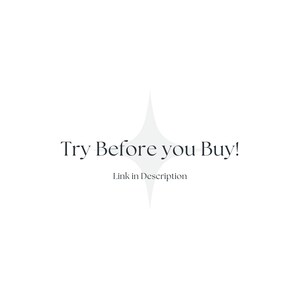 May include: Text that reads "Try Before you Buy!" with a link in the description below. A white starburst graphic is centered above the text.