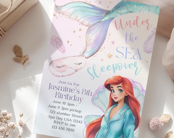 Mermaid Sleepover Invitation – Under the Sea Birthday Party (5x7 Printable)