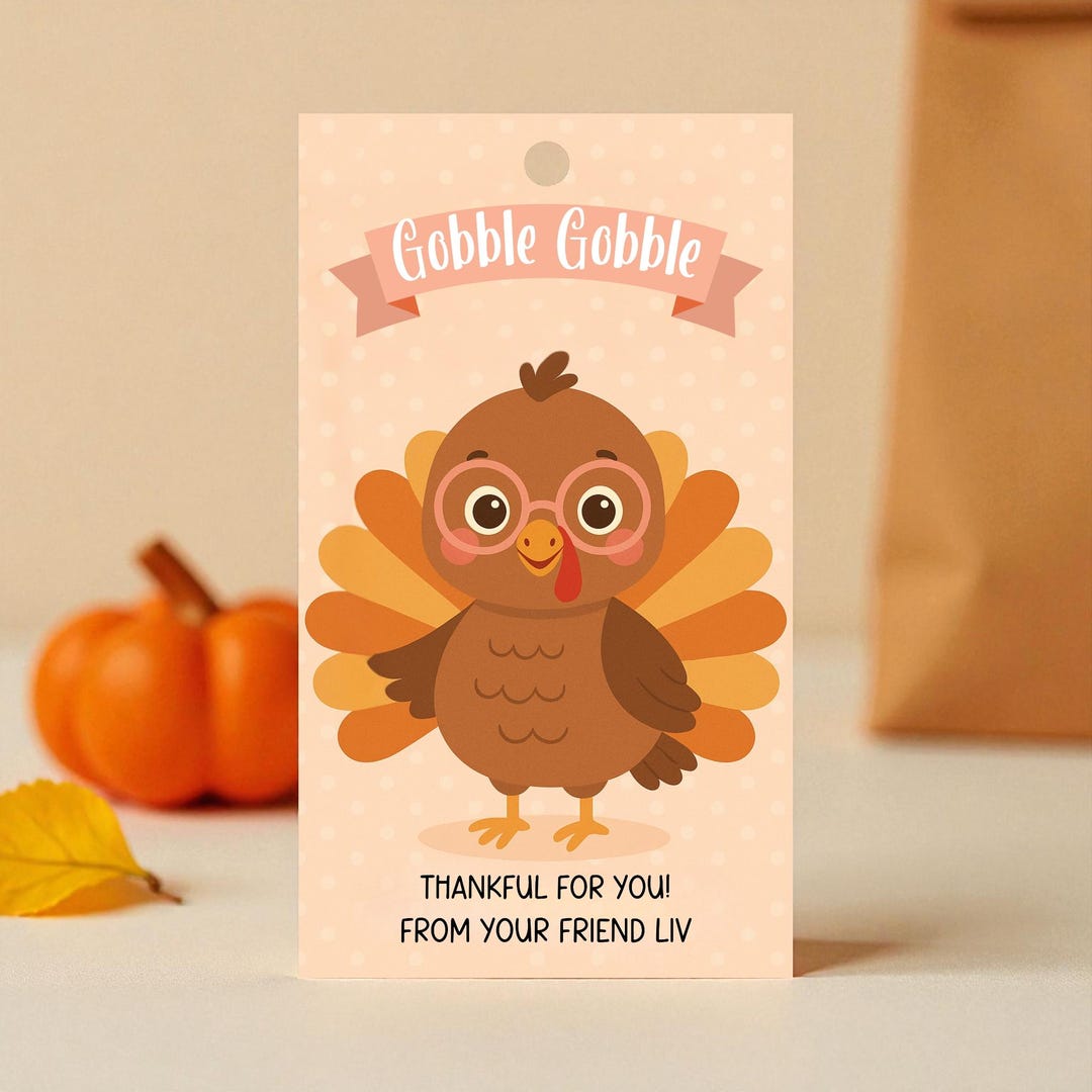 Turkey Tag Email Turkey Thanksgiving Gift Tags | Fall Classroom Treat Bag (instant ...