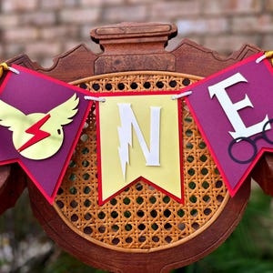 Striscione per il primo compleanno del mago Potter Prescelto - Decorazione per seggiolone, decorazione per feste di mago Fantasy