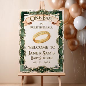 Willkommensschild One Baby to Rule Them All Shower | Die Gemeinschaft der Shire-inspirierte 18x24 Fantasie | Sofortiger Download Canva Vorlage
