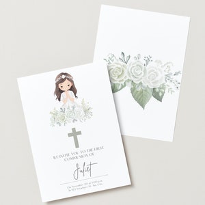 Convite digital Corjl Minha Primeira Comunhão MODELO EDITÁVEL INSTANTÂNEO Mi Primera Communion Invitation