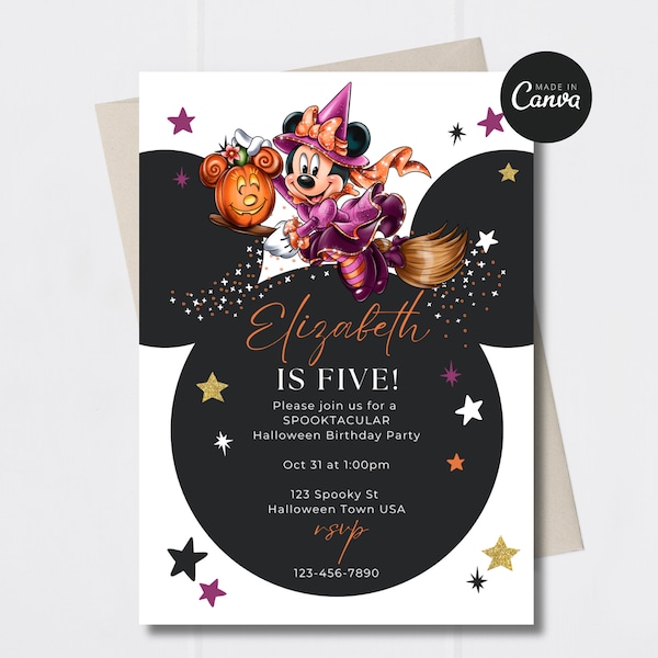 Instant Editable Costume Minnie Party Witch not so spooky not so scary Halloween Birthday digital birthday invitation baby kids costume