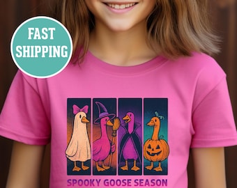 Kinder T-Shirt, gruselige Gans Saison- Dumme Halloween kostümierte Gänse Shirt, Halloween Kinder Shirt, lustiges Halloween T-Shirt, Süßes oder Saures Shirt,