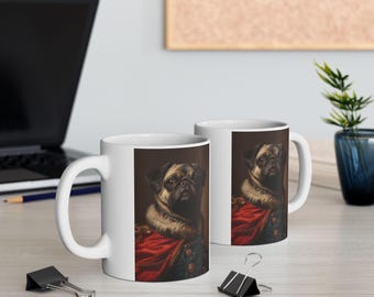 General Mops Classic Portrait Kaffeetasse Mops Geschenk Hundebesitzer Hund Mama Keramikbecher , (11oz, 15oz)