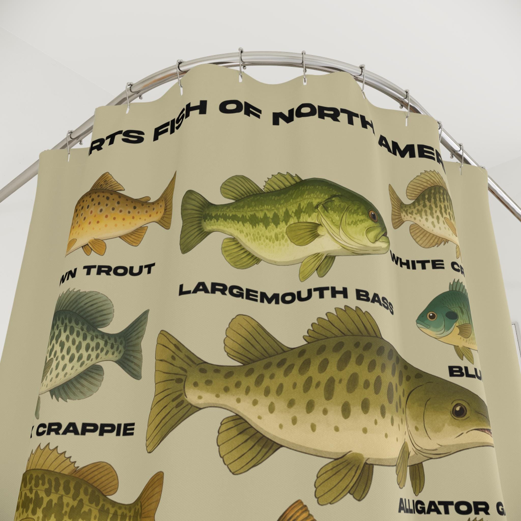 bass fish shower curtain hooks GDHBLING Fishing Natural Animal Men Water Resistant Weighted Shower Curtain Set with Cloth Fabric Decorative,Sage Green,72x72 Inch : Home & Kitchen do you have a vivid bath curtain Amazon.com: Bass Fish with Hook