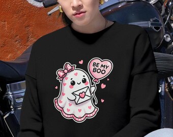 Sudadera corta, fantasma kawaii, sé mi abucheo, sudadera para el día de San Valentín, sudadera para mujer, regalo para ella