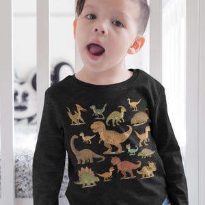 Dinosaur Toddler Long Sleeve Tee, Cute Toddler Shirt, Kids Gift, Dino T-Shirt, Playful Tee for Boys and Girls