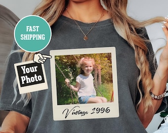 Vintage Geburtstags-Foto-Jahr-T-Shirt, personalisiertes benutzerdefiniertes T-Shirt, 21. Party-Bild-Shirt, kundenspezifisches Hemd mit Bild personalisiertes 30