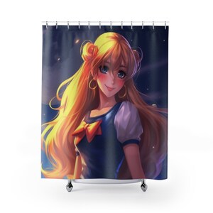 Starry Sailor - Anime Night Sky Premium Print- Weebs, Anime Lover Geschenk, Anime Artwork, Anime Girl Art - Kunstwerk Duschvorhang