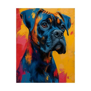 Loyal Boxer Dog Street Modern -Dog Owner Gift-Watercolor Beautiful Art Print-Painting Heavy Brush Strokes- Matte Vertical Posters- Unframed