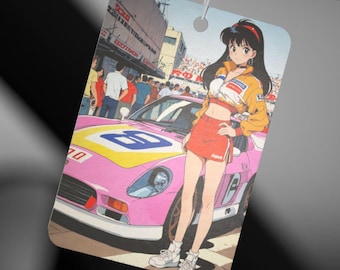 Car Air Freshener -Cute Racer Girl,Anime Theme, Perfect Gift for Car Lover, Japanese Street Racing Pink Car Enthusiast, Car Accessories