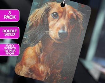 3 Pack Dachshund Air Freshener | Cute Car Scent Charm for Dog Lovers | Vehicle Decoration & Auto Interior Freshener