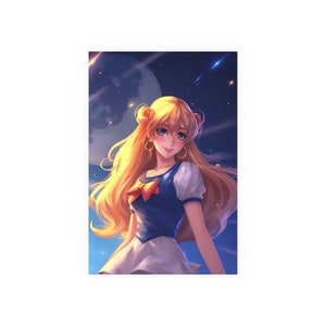 Starry Sailor - Anime Night Sky Premium Print- Weebs, Anime Lover Geschenk, Anime Girl Print, Anime Decor, Satin & Archival Matte Ungerahmter Druck