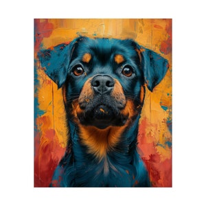 Rottweiler Hund Straße Moderne - Hundebesitzer Geschenk-Aquarell Schöner Kunstdruck-Malerei Schwere Pinselstriche-Matte Vertikale Poster-Ungerahmt