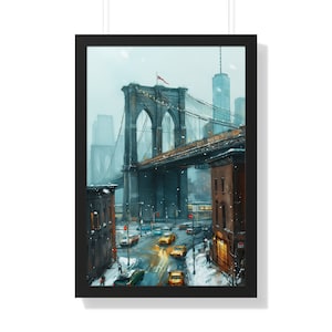 Winter in New York: Brooklyn Bridge Watercolor Print - NYC Cityscape Art