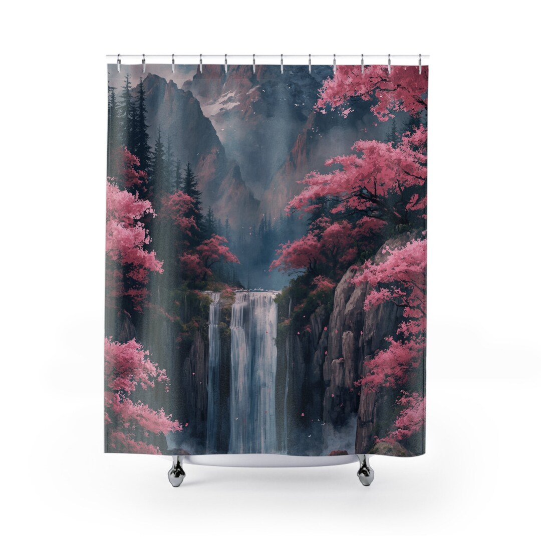 日本の風景 桜 滝 富士山 - ヴィンテージ油絵、日本のアート絵画