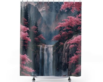 日本の風景 桜 滝 富士山 - ヴィンテージ油絵、日本のアート絵画