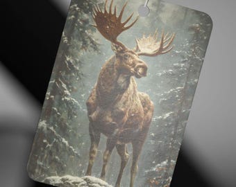 Car Air Freshener - Majestic Moose in Snowy Forest, Winter Woods Scent, Nature Lover Gift, Christmas Car Decor, Eco-Friendly Aromatherapy