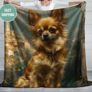 Elegant Chihuahua Dog Lover Blanket, Plush Fleece Blanket, Cozy Throw, Soft Bedding, Animal Lover Gift, Dog Mom Gift, Chihuahua Puppy