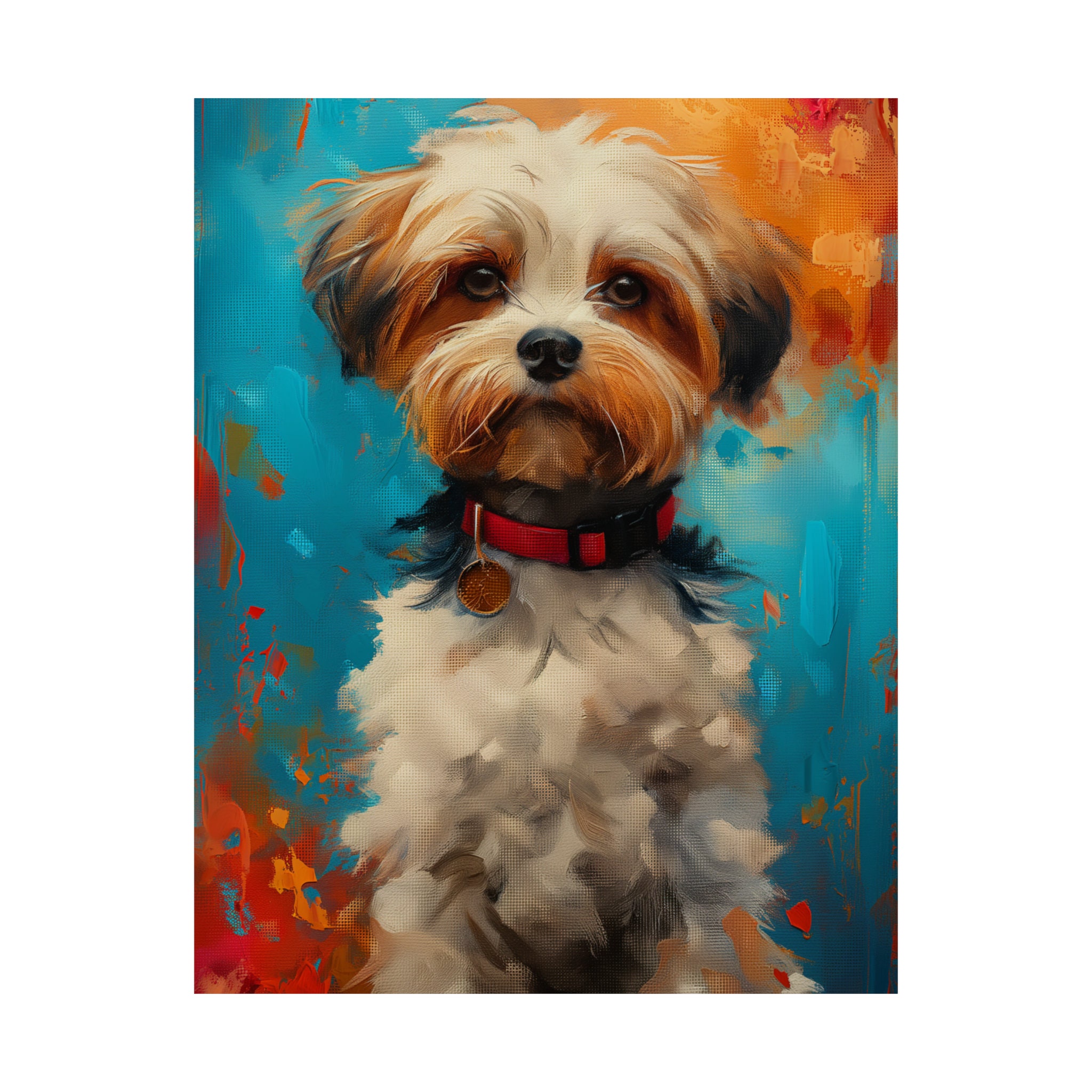 シーズーの絵画 鮮やかな色彩 - 犬のストリートアートスタイル