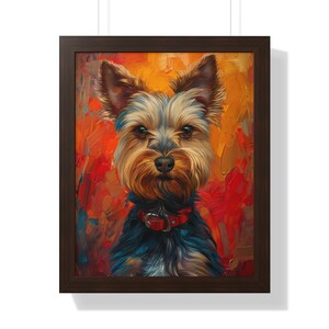Yorkshire Terrier Dog Street Modern -Dog Owner Gift- Beautiful Art Print-Painting Heavy Brush Strokes -Satin and Archival Matte Framed Print