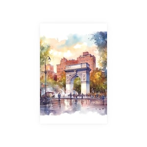 Washington Square Park NYC - Watercolor Style Framed Canvas Print - Cityscape Wall Art, NYC Art, Satin & Archival Matte Unframed Print