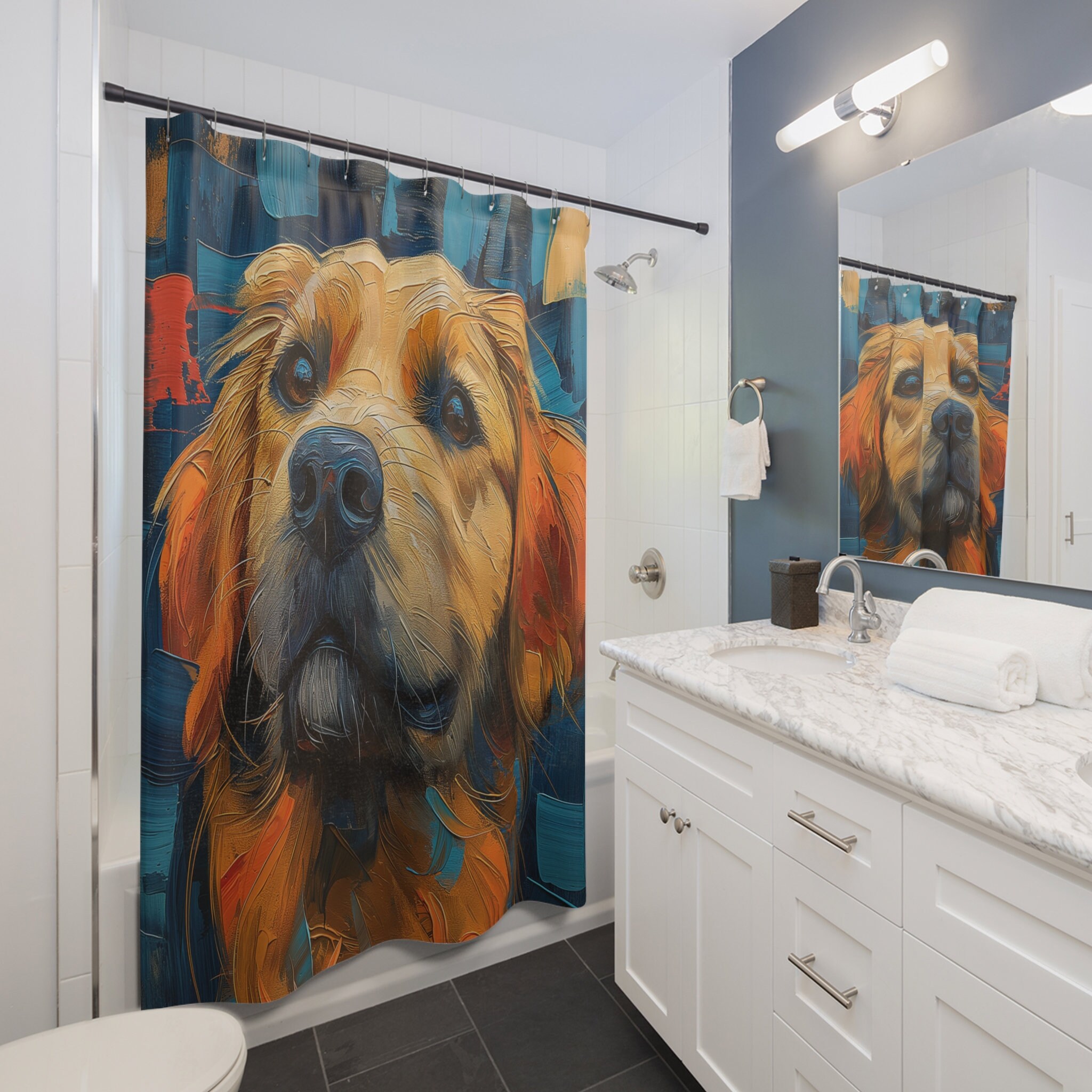 Set Di 2 Quadros Cane Sotto Doccia Stampa Colorata Cucciolo Che Fa Il Bagno Simpatici Animali Da Arte Per Wc Doccia Toilette Wc A4 Cornice nera | Leroy Merlin