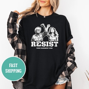 Camiseta de Bernie Sanders AOC Fighting Oligarchy Tour, camiseta de protesta, camiseta liberal demócrata